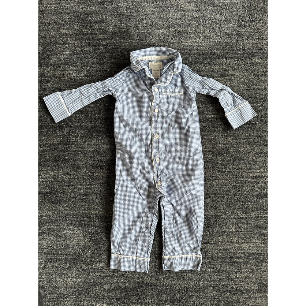 Little Planet blue gingham baby pajamas